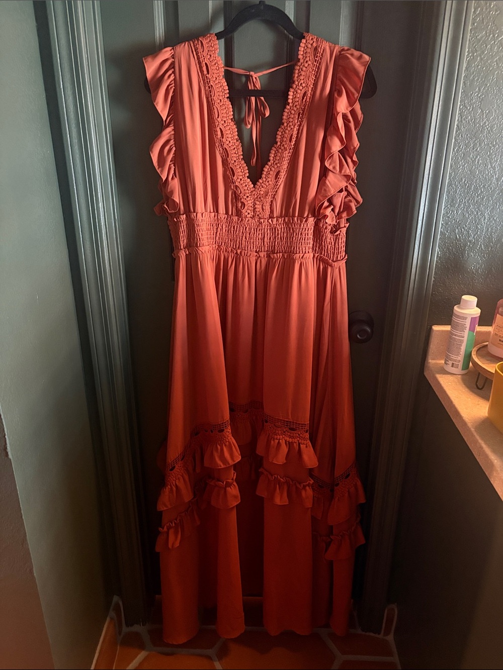 Baltic Born Ruffled Maxi Dress - Terracotta